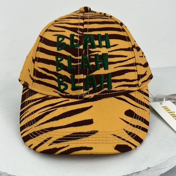 Mini Rodini Tiger Stripe Cap Baseball Hat Blah Blah Blah Cap NWT - Picture 4 of 7